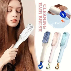 Self-cleaning hair brush comb