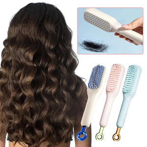 Self-cleaning hair brush comb