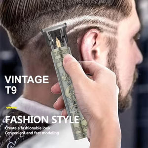 Vintage T9 Hair Trimmer Cordless Professional Hair Clippers Electric Trimmers For Men Metal Head (random Color)