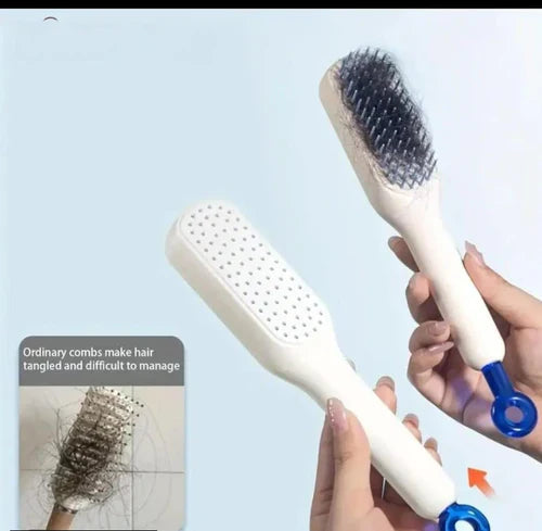 Self-cleaning hair brush comb