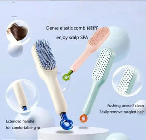 Self-cleaning hair brush comb