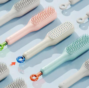 Self-cleaning hair brush comb