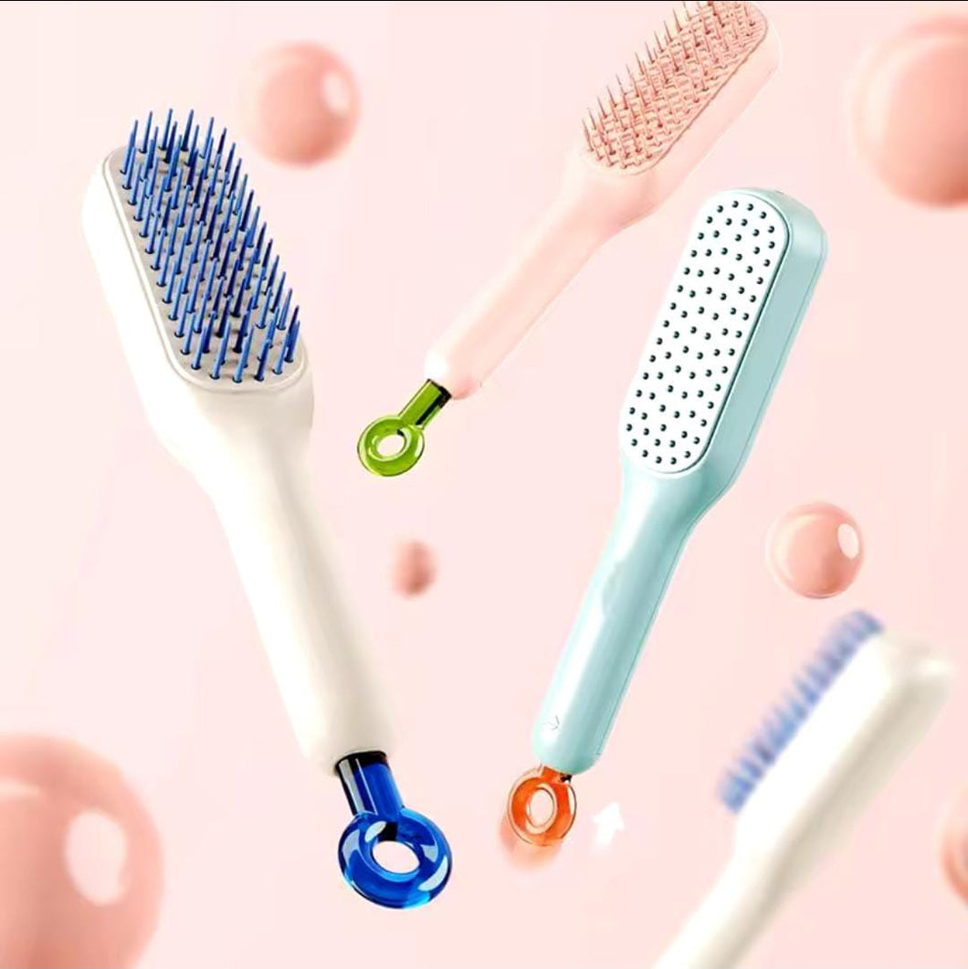 Self-cleaning hair brush comb