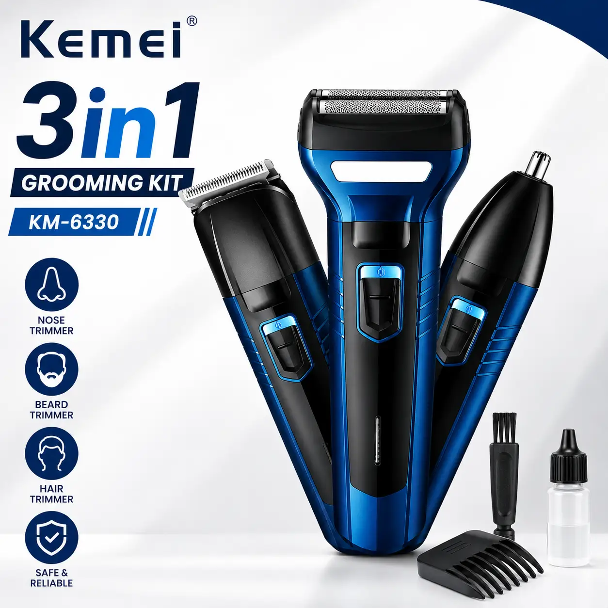 Kemei KM-6330 3-in-1 Grooming Kit for Men
